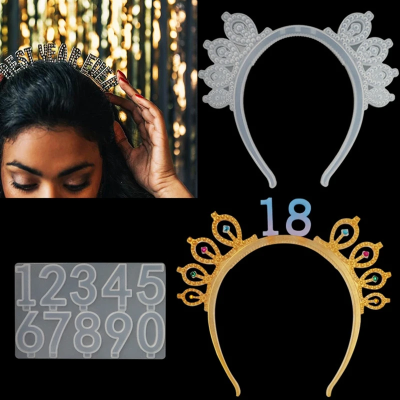 Birthday Headband Resin Mold Kit DIY Epoxy Resin Birthday Crown With Number Silicone Mold Party Decoration