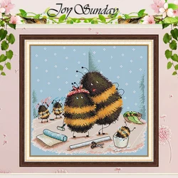 Mother and Child Bees Patterns Counted Cross Stitch Set DIY 11CT 14CT 16CT Stamped DMC Cross-stitch Kit Embroidery Needlework