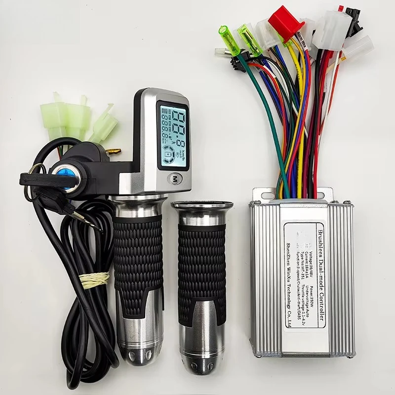 36V 48V 350W 18A Brushless Motor Drive Controller with LCD Speed Display 3-speed Button Throttle for Electric Bicycle Scooters