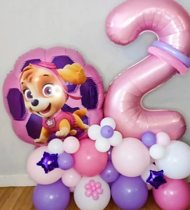 Cartoon Paw Patrol Hund Skye Ballon Geburtstag Dekoration Anzahl Aluminium Latex Ballons Set Kinder Party Supplies Geschenk Bevorzugung Dekor