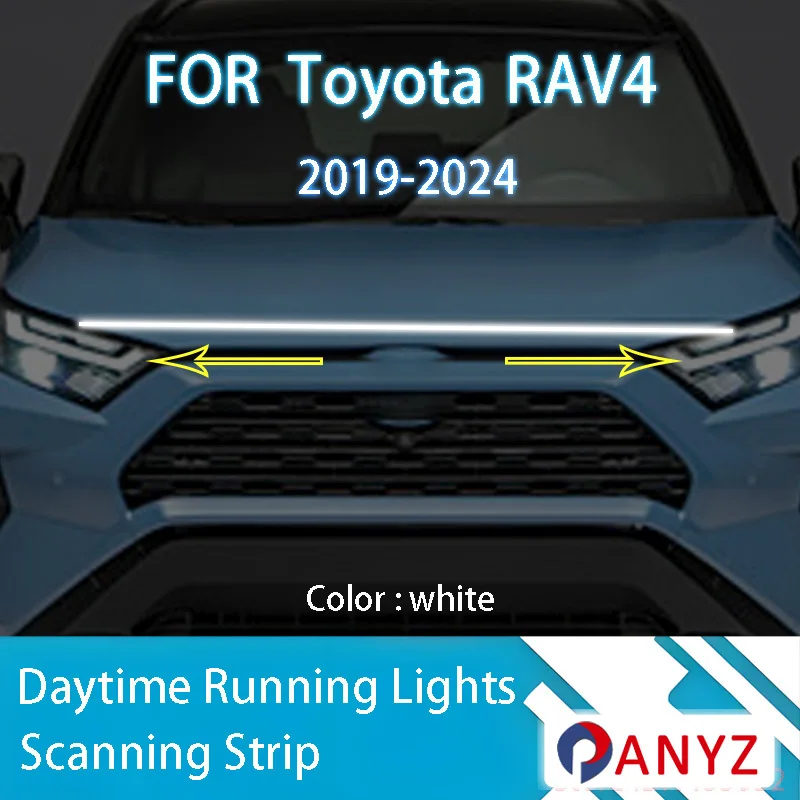 

ДЛЯ Toyota RAV4 2019-2024 Новое обновление светодиодных дневных ходовых огней сканирования капота автомобиля DRL направляющая декоративная лампа окружающего света 12 В