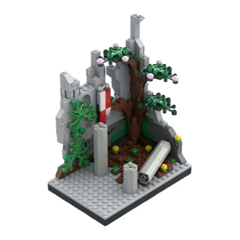 Model zamku architektonicznego w skali MOC. Małe klocki konstrukcyjne, 312 elementów. Odpowiedni dla wszystkich entuzjastów.