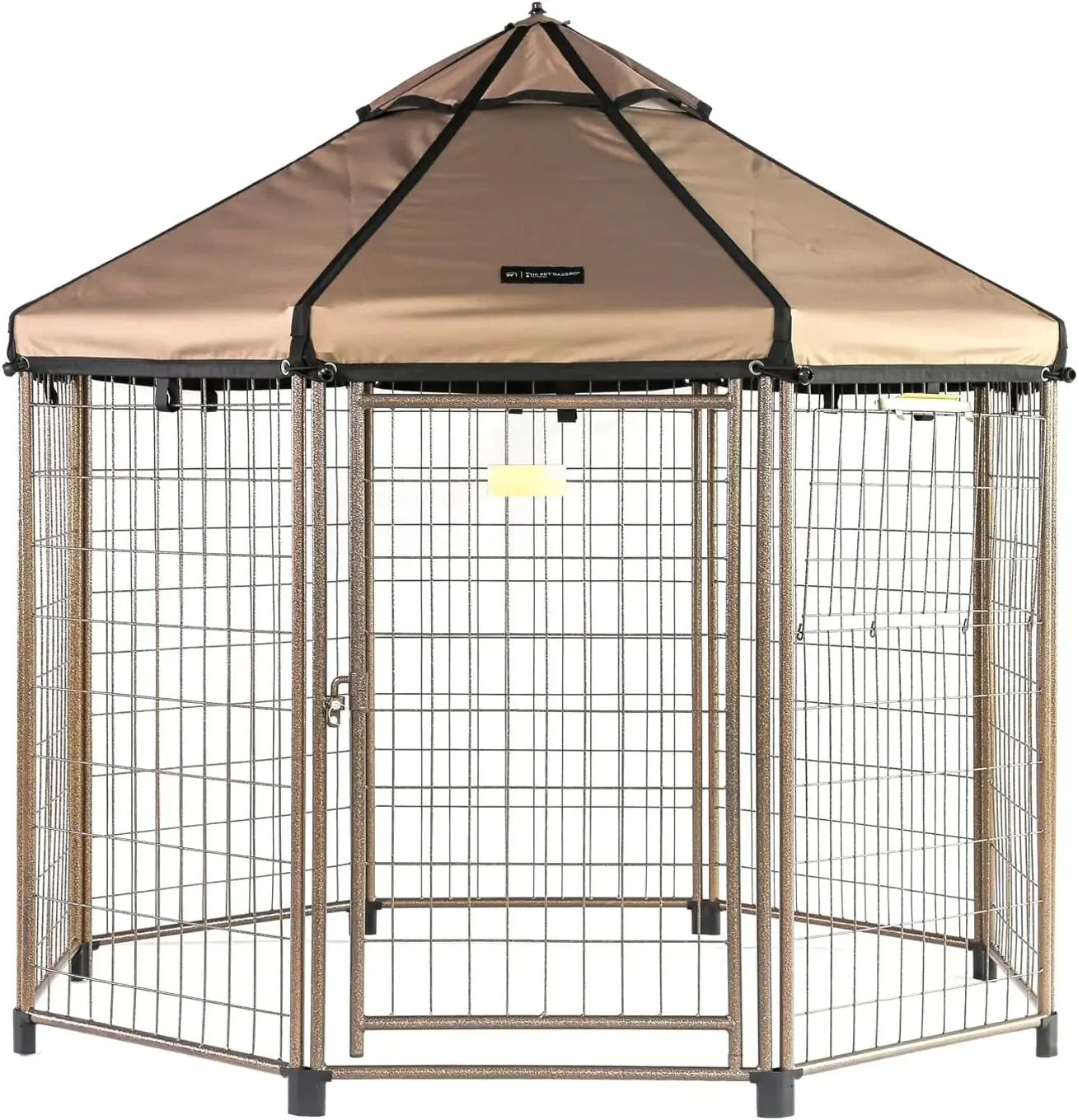 

Advantek Pet Gazebo 5 Foot Portable Indoor Outdoor Metal Dog Gazebo Kennel with Waterproof Cover, Earth Taupe