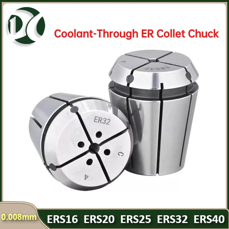 Waterproof ER16 ER20 ER25 ER32 ER40 Collet, 0.008mm Accuracy, Coolant-Through ER Collet Chuck ERS/ERC Type, CNC Tool Holder