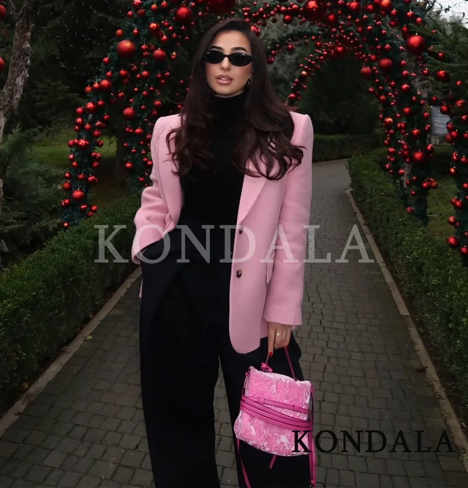 KONDALA Trendy Commute Pink Blazer Women Elegant Cute Buttons Blazer 2026 Spring Fall Fashion Holiday Casual Chic Female Blazer