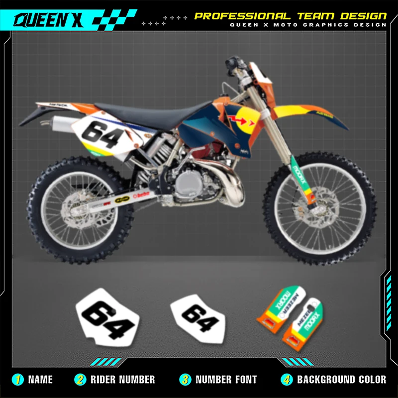 

QUEEN X MOTO Motorcycle Graphics MX Stickers For KTM SX SXF 2001 2002 EXC XCW 2001 2002 Motorcross Accessories 001