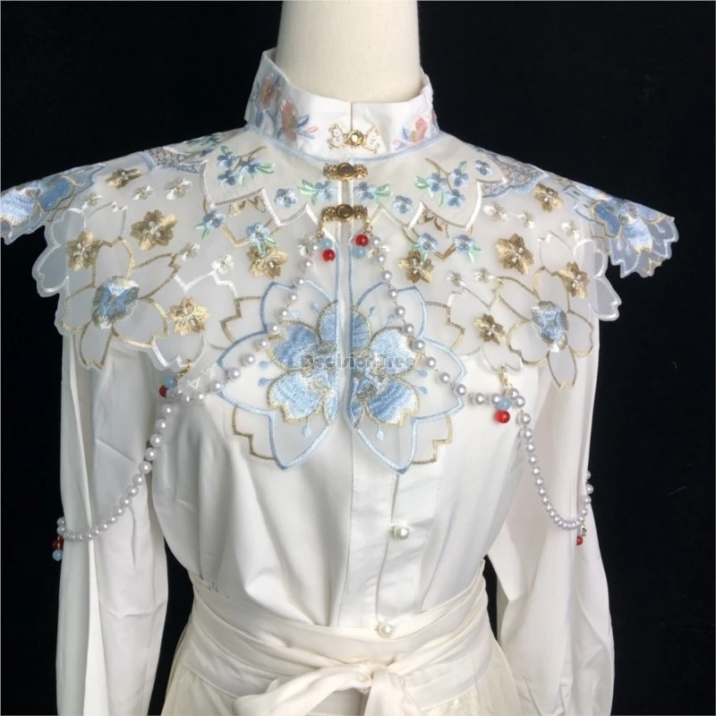 trendy light luxury ming cloud shoulder women's retro chinese embroidered hanfu embroidered cloud shoulder hanfu accessories