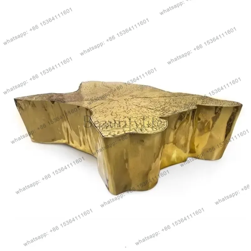 YJ Italian Light Luxury Tree Root Coffee Table Etching Stainless Steel Coffee Table Modern Special-shaped Designer Fashion