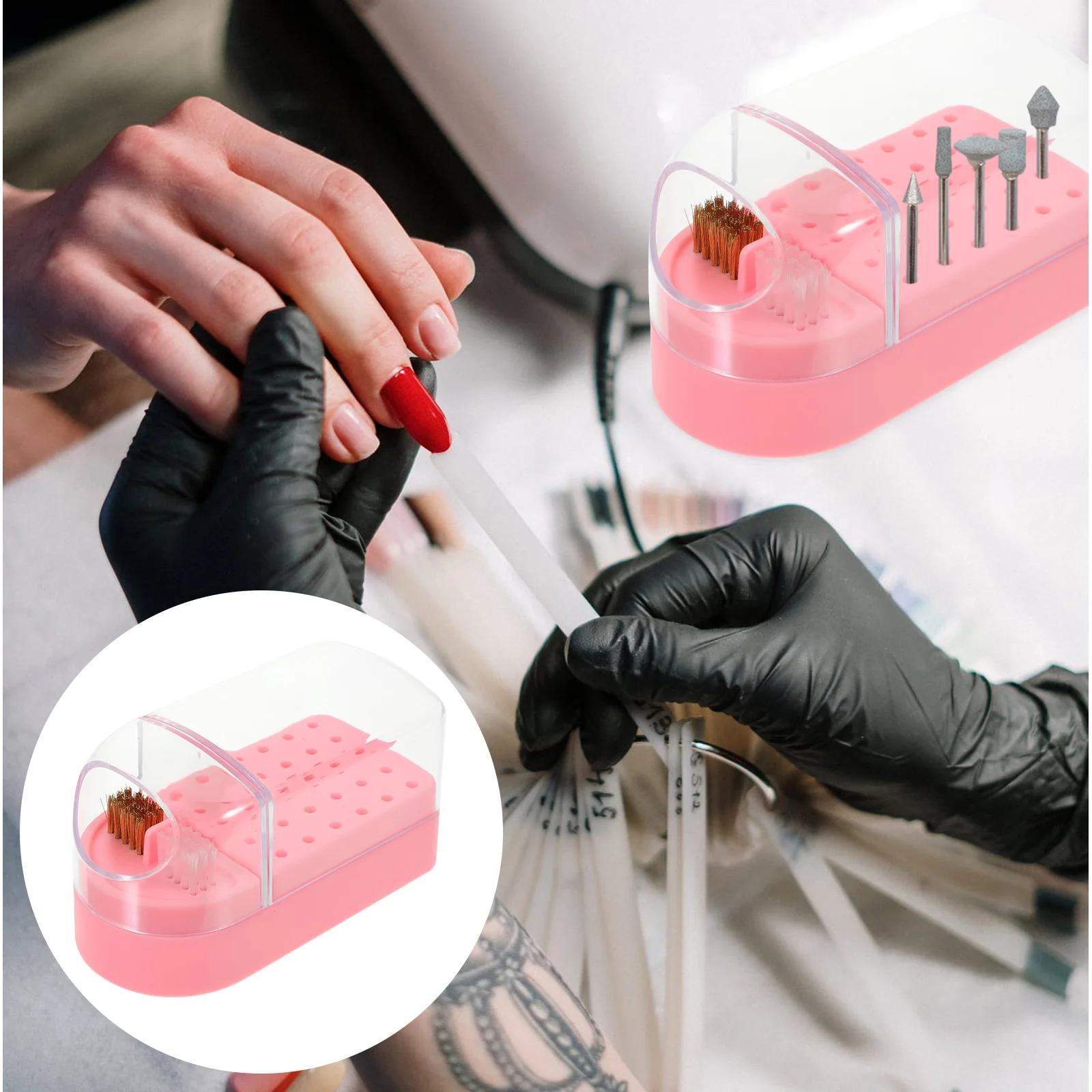 

30 Holes Drill Bits Storage Box Clear Manicure Tool ganizer Grinding Head Holder Manicure Tool Display Box Case For Home Salon
