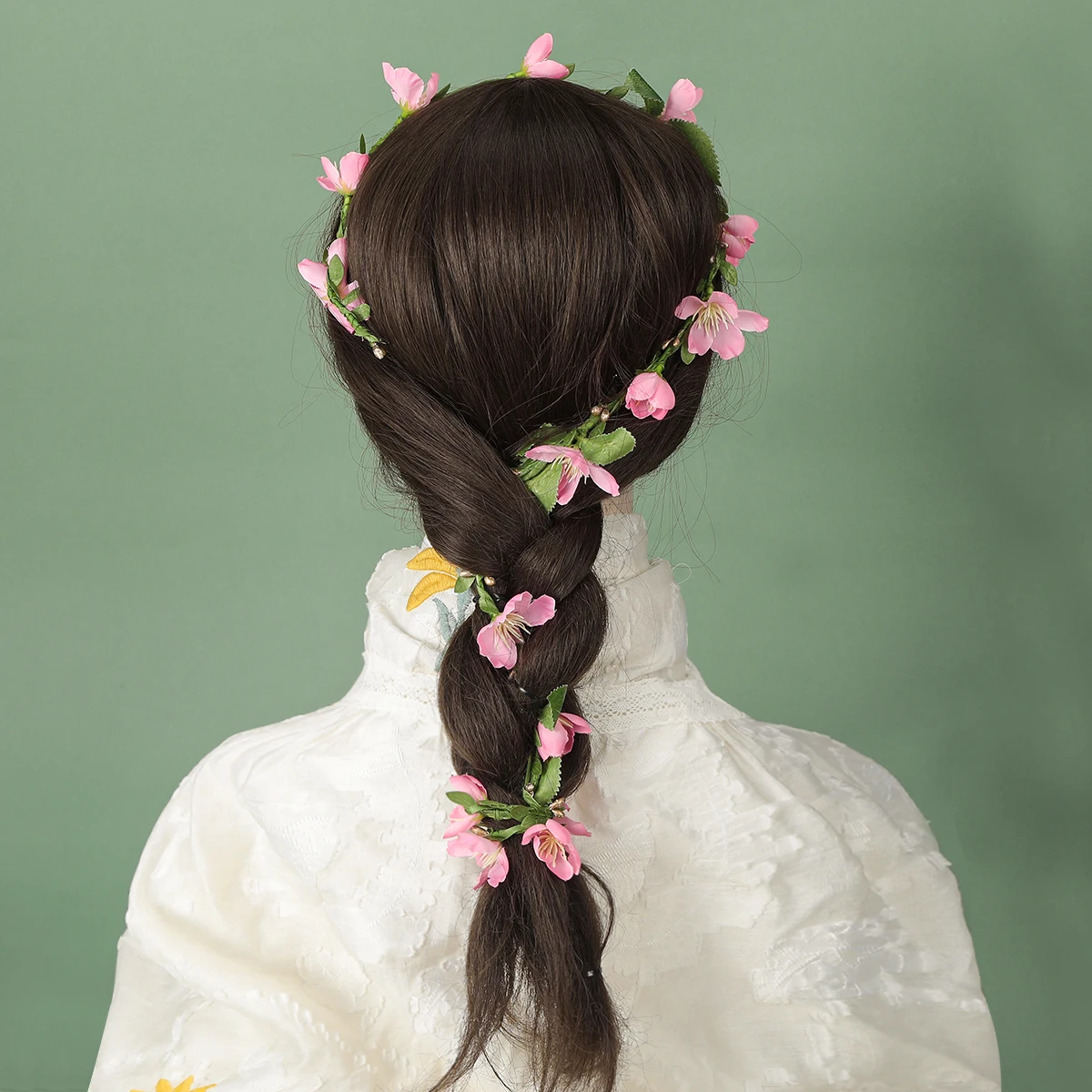 

2024 Korean Elegant Flower Braided Hairpin for Women Headband Party long Rattan Simulation Flower Headband Wedding hair Accessor