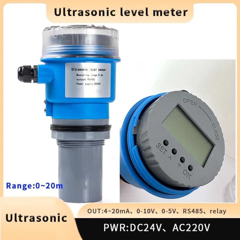 Ultrasonic level meter integrated split sensor level meter material level transmitter water level controller 4-20mA RS485 output