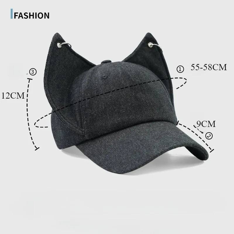 New Fashion Niche Personalized Baseball Cap Dubin Y2K Cap Men's and Women's Fox Ears Trendy Bat Hat