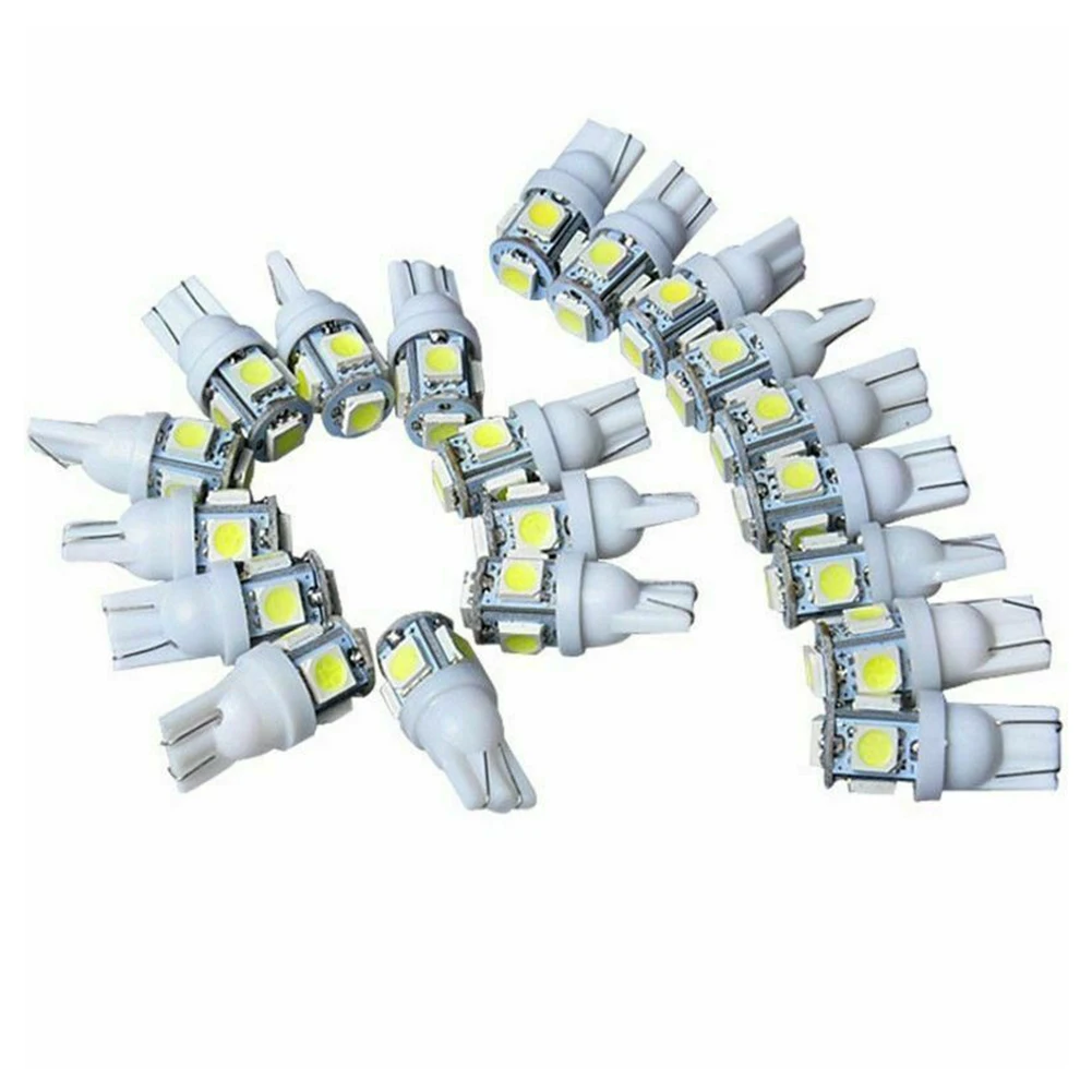 

15pcs Car T10 White LED 5050 5smd Wedge Light Bulb W5W 194 168 2825 158 192 12V