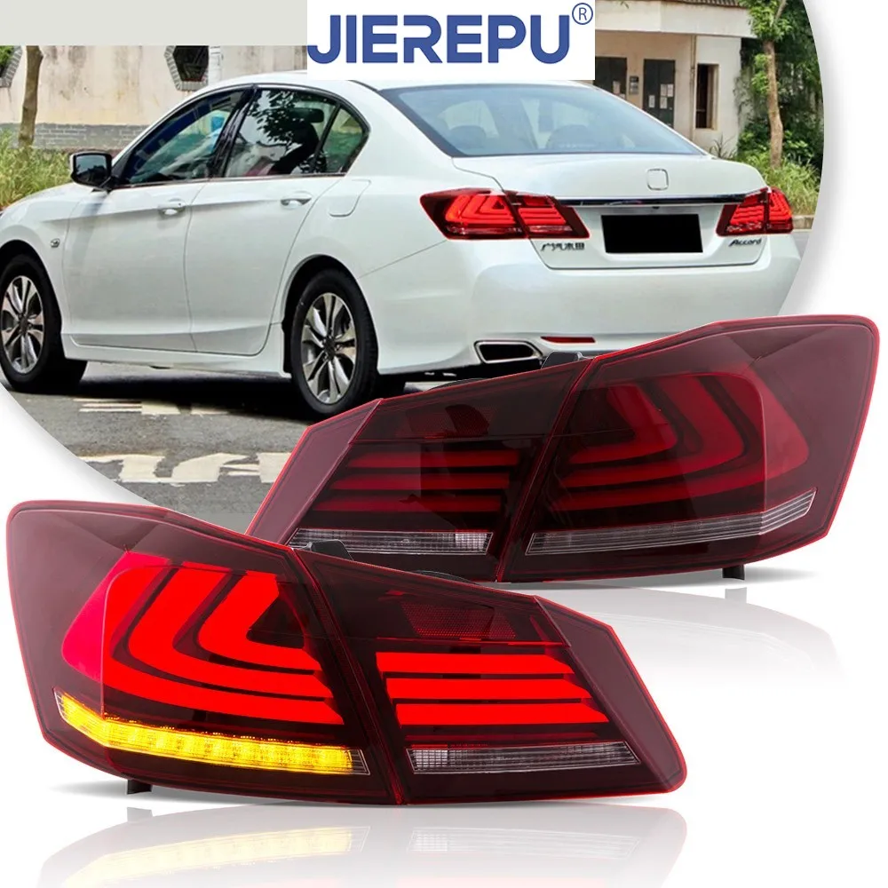 

1 пара красных светодиодных задних фонарей в сборе для Honda Accord 2013-2015 годов с последовательным шрифтом в сборе, аксессуары для автомобильных фар