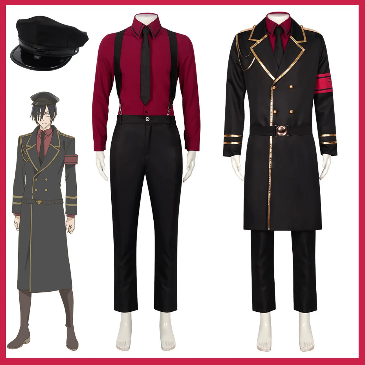 Anime Magical Girl and The Evil Lieutenant Used To Be Archenemies Mira Cosplay Costume Black Military Uniform Man Halloween Suit