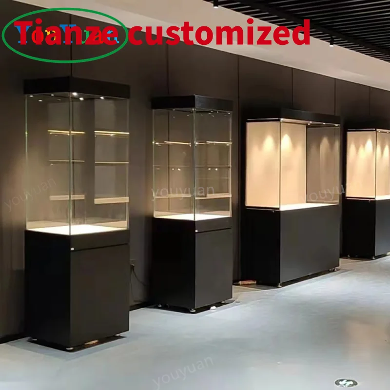 (customized)Glass display cabinet museum display furniture fairs exhibitions light showcase museum display cabinet