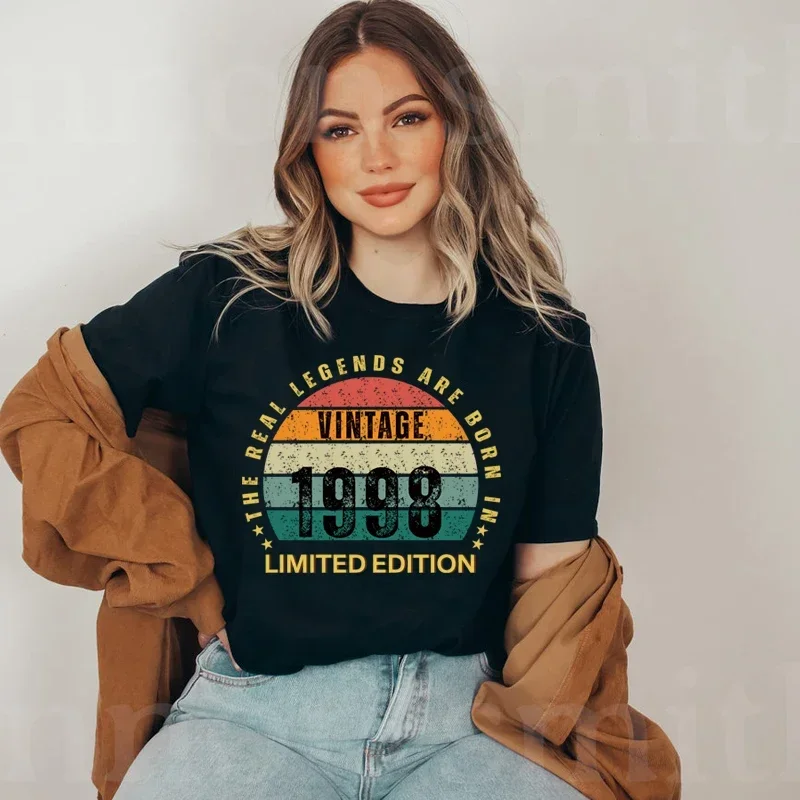 The Real Legends Are Born in 1998 Limited Edition Women T Shirts Cotton 27th 27 Years Old Birthday T-shirt Personalzied Gift