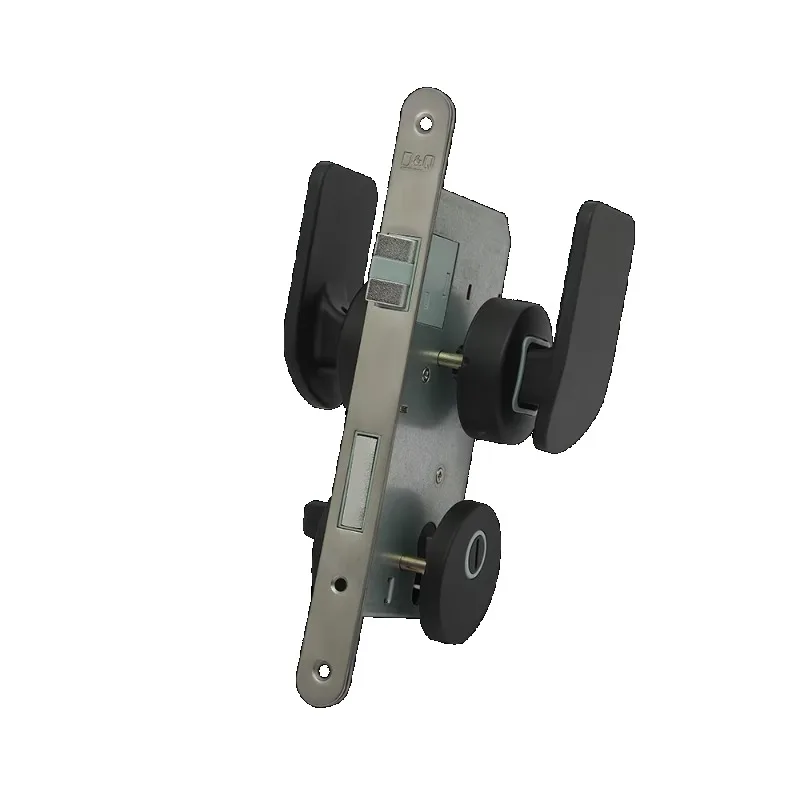 

Modern design wooden door lever handle with aluminum lock apartment interior bedroom bathroom door lock