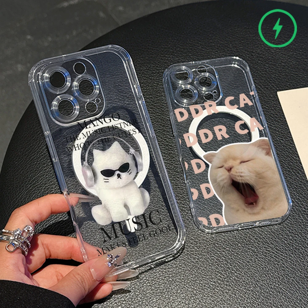 Celebrity Headphones Cat DDR For Magesafe Magnetic Phone Case for iPhone 16 15 14 Plus 13 12 Mini 11 Pro Max X Xs XR 8 7 SE C