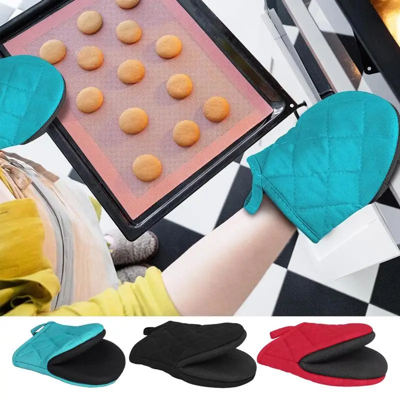 BBQ Microwave Oven Gloves High-Temperature Resistance Barbecue Mitts 260 Degrees Anti Heat Insulation Glove for Baking