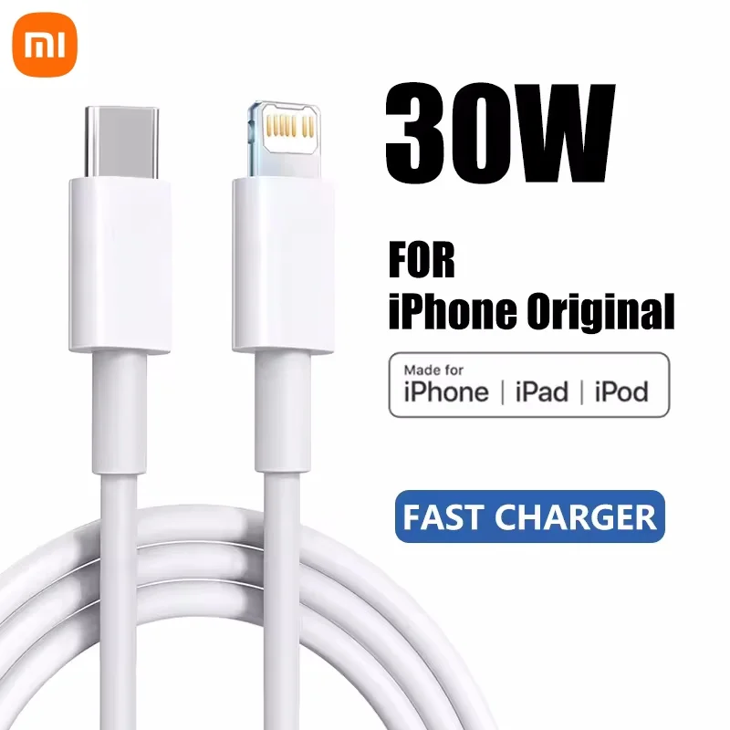 xiao mi 30W PD Original Fast Charging USB Cable for iPhone 14 8 7 Plus 13 12 11 Pro XS Max XR X USB C Rapid Charger Cable