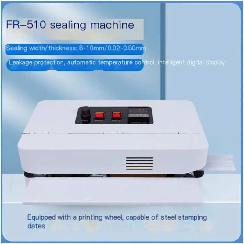

Snack Plastic Film Sealing Machine Aluminum Foil Bag Continuous Sealing Machine 220V FR-510 Desktop Small Fully Automatic Contin