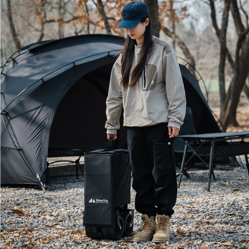 Outdoor Camping Trolley ShineTrip Foldable 200L Large-capacity Steel Pipe Bracket Picnic Camp Car Push-pull Integrated Trolley