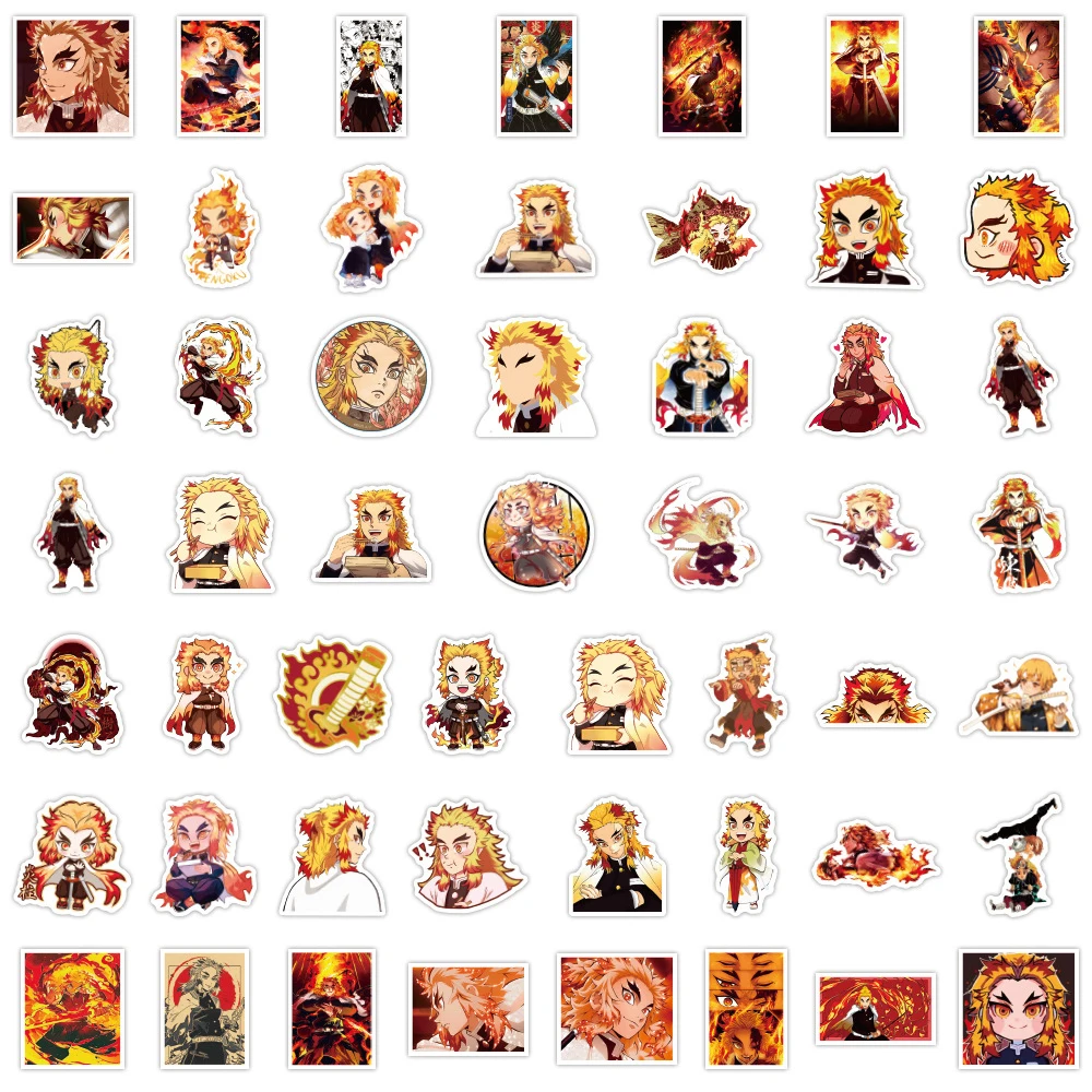 10/30/50PCS Anime Demon Slayer Kimetsu No Yaiba Cartoon Stickers Rengoku Kyoujurou Guitar Laptop Skateboard Demon Blade Sticker