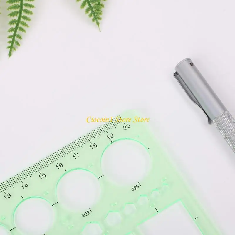 A3PC Círculos Plásticos Geométricos Quadrados Hexágonos para Modelo Triângulo Régua Desenho T