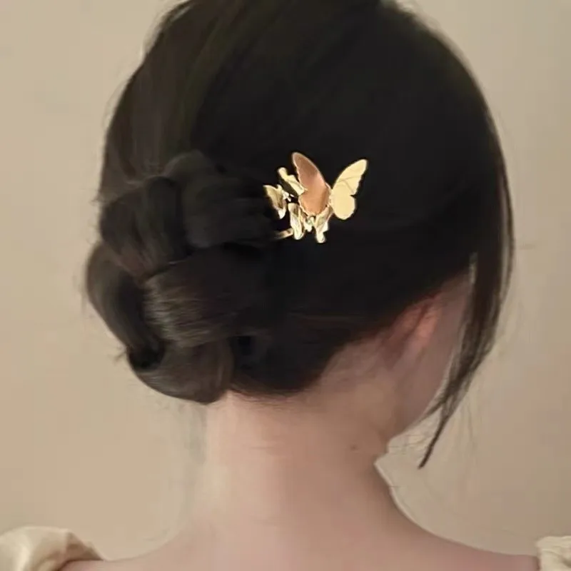 Horquillas coreanas en forma de U de mariposa, elegantes horquillas de Metal para el pelo, palillos para el pelo para mujeres y niñas, accesorios para peinados