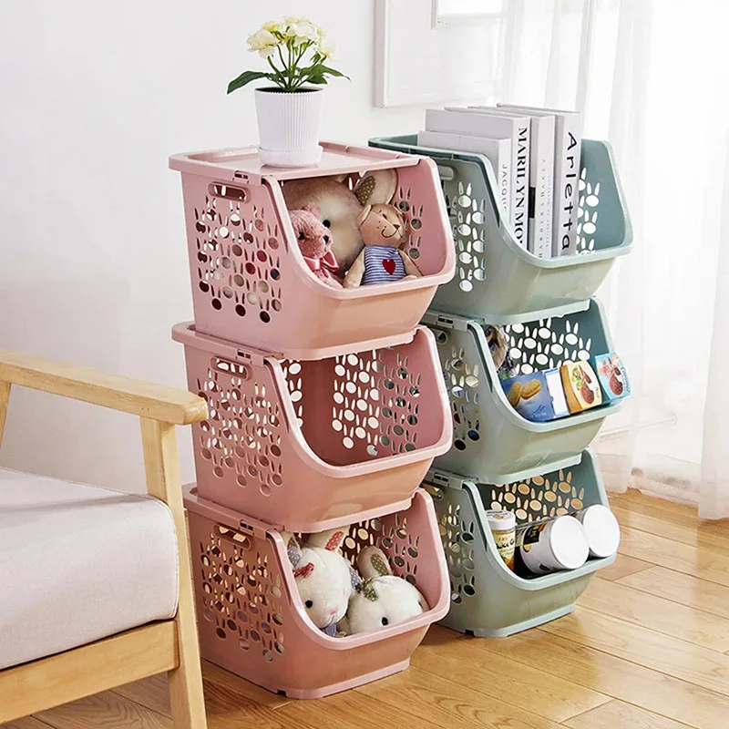 Kitchen Storage Basket Food Storage Containers Vegetables Fruit Shelf Racks Sundries Organizer Hollow Baskets Bathroom Supplies