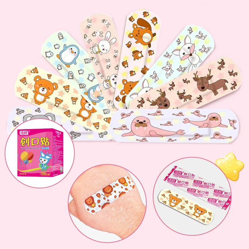 100Pcs/Box Cartoon Band-Aid First Aid Wound Bandage Patch Waterproof Child Adults Elasticity Breathable Adhesive Bandage Patch