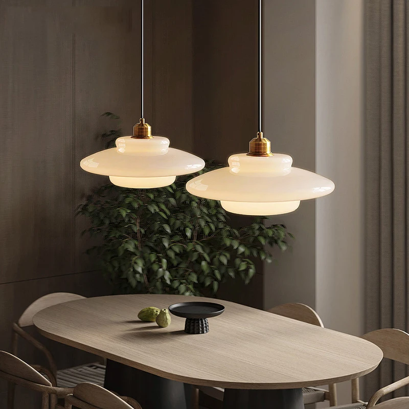 Imagem -04 - Modern Milk Glass Pendant Lights Nordic Dining Room Decor Cozinha Led Lâmpadas Penduradas Bar Restaurante Lâmpada Luminárias de Ilha