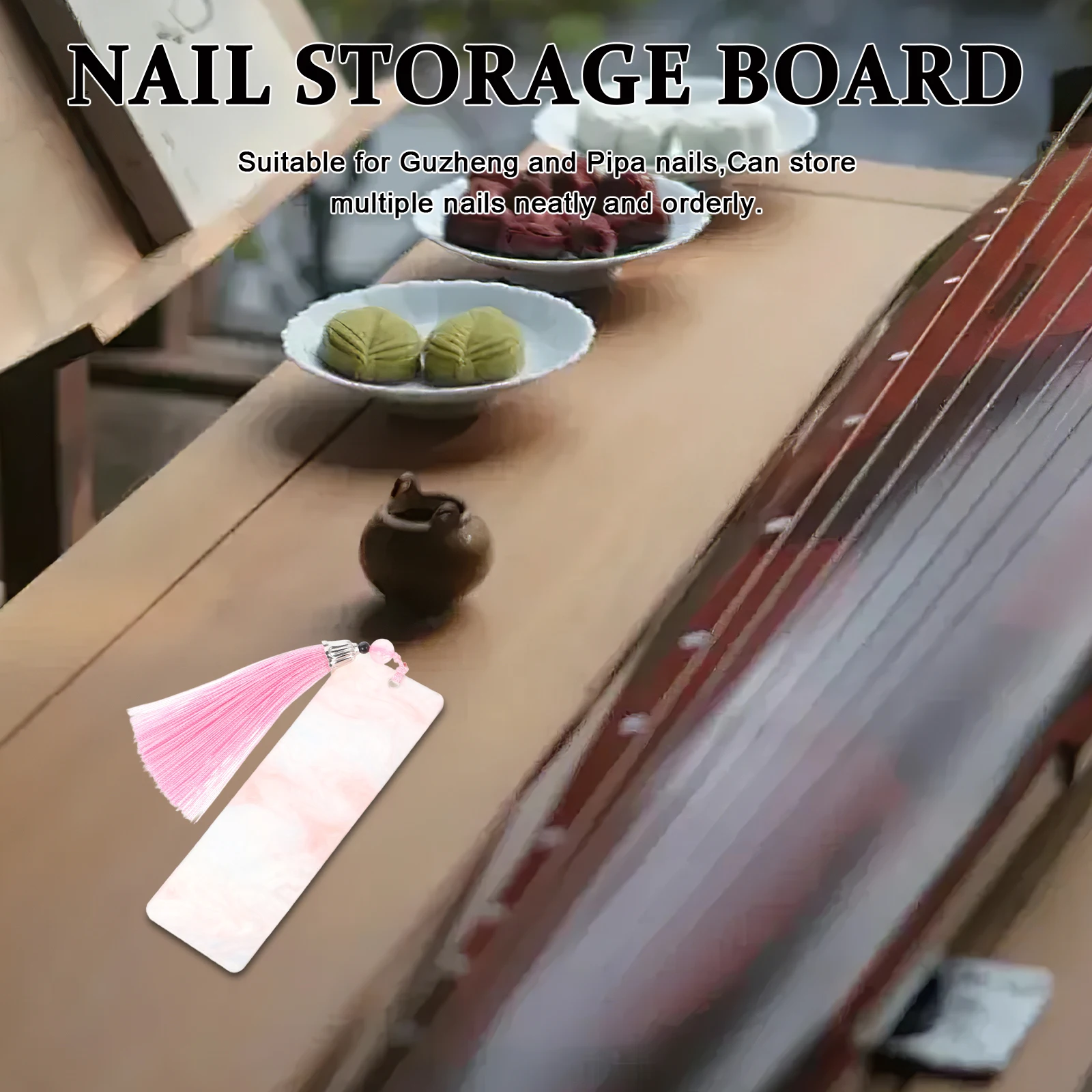 

Guzheng Nail Plate Storage Organiser Fake Holder Holders for Memory Board Fingernails Organizer Pink Winding