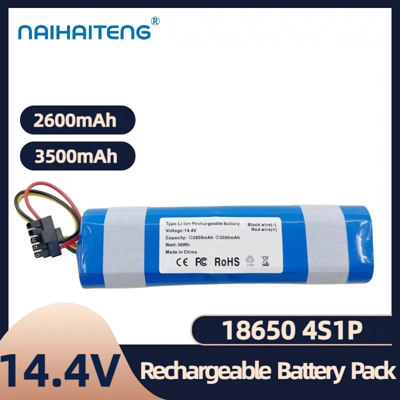 14.4V 14.8V 2600mAh 3500mAh 18650 4S1P Rechargeable Lithiun Battery Pack for Xiaomi Mijia Robot  Vacumn STYJ02YM