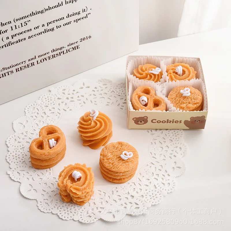 Creative Cookie Shaped Scented Candle，Home Decoration Ornament，Exquisite Wedding Birthday Holiday Gift Box Souvenir Present
