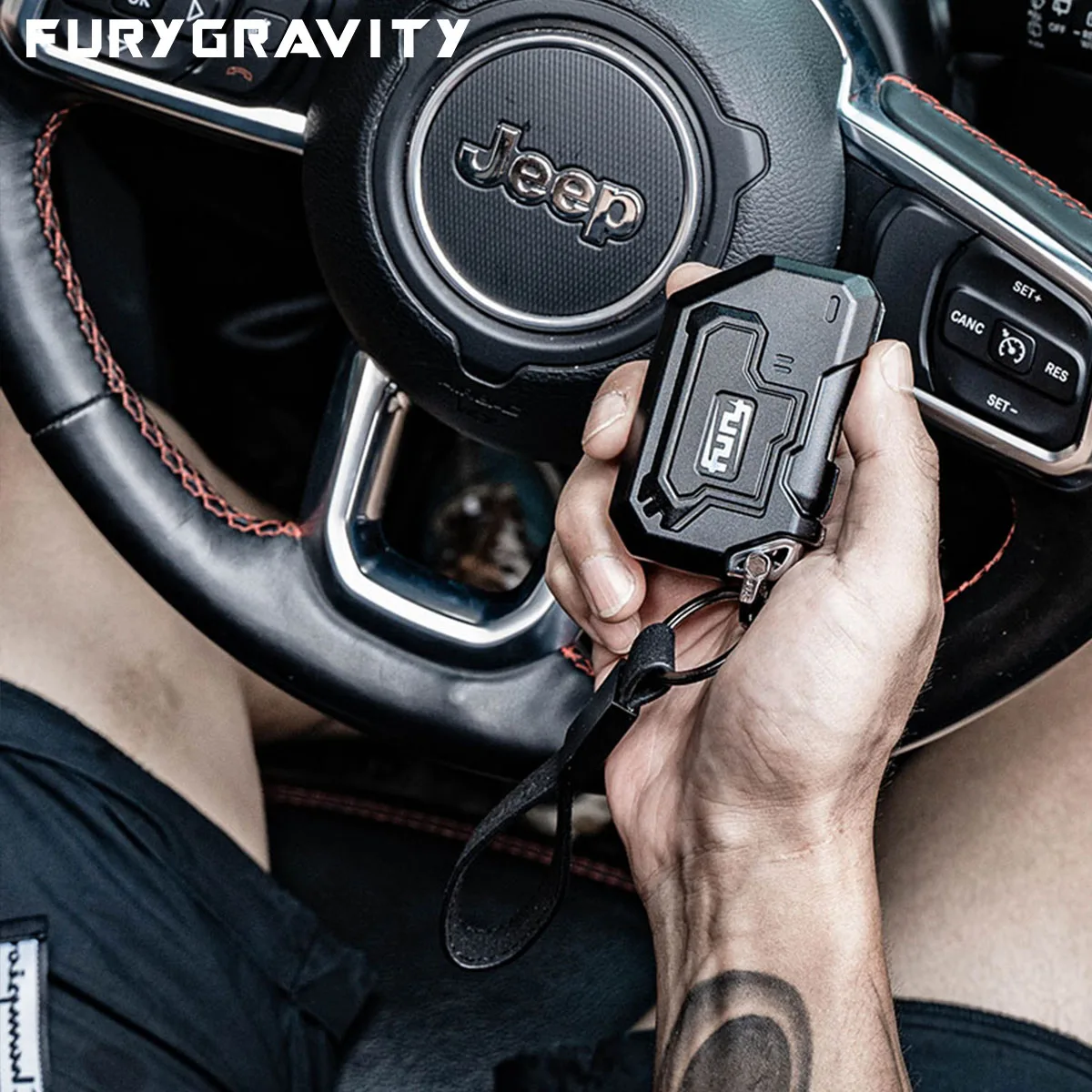 FURYGRAVITY Guscio chiave "Wake Up" in lega di alluminio-magnesio CNC - Per Jeep JL/JT Rubicon/Sahara/Gladiator