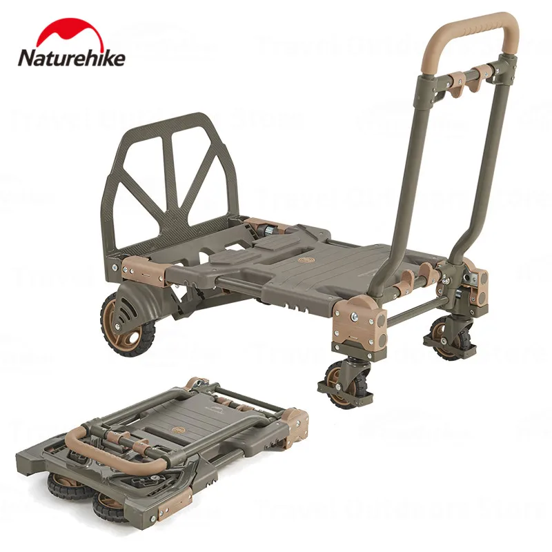 Naturehike 3-in-1 Trolley Carrier Foldable Camping Folding Hand Cart with Removable Wheels Outdoor Wagon Trailer Bearing 120kg