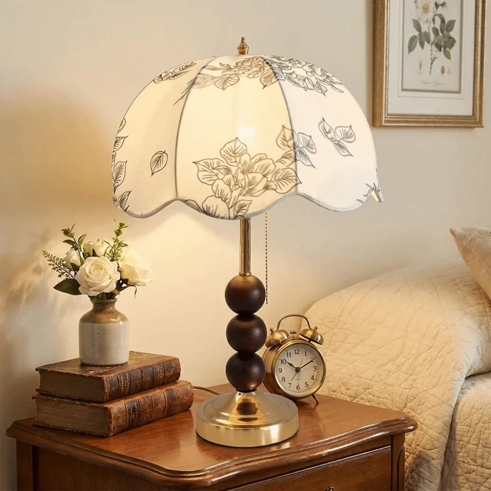 Fabric Lampshade European Vintage Table Lamp Sturdy Structure Even Light Diffusion Elegant Fabric Lampshade Light Soft Light