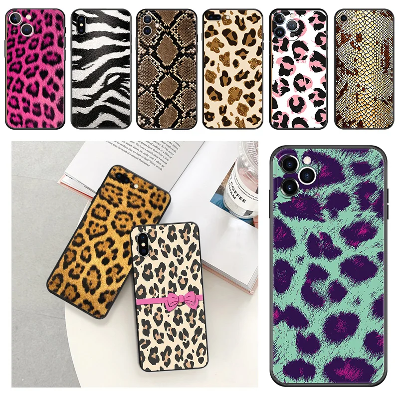 Phone Cases For iphone 15Pro XS Max 11 12 13 14 7 8 15 Plus Mini SE X XR Colorful Leopard Snake Scales Camera Protective Cover