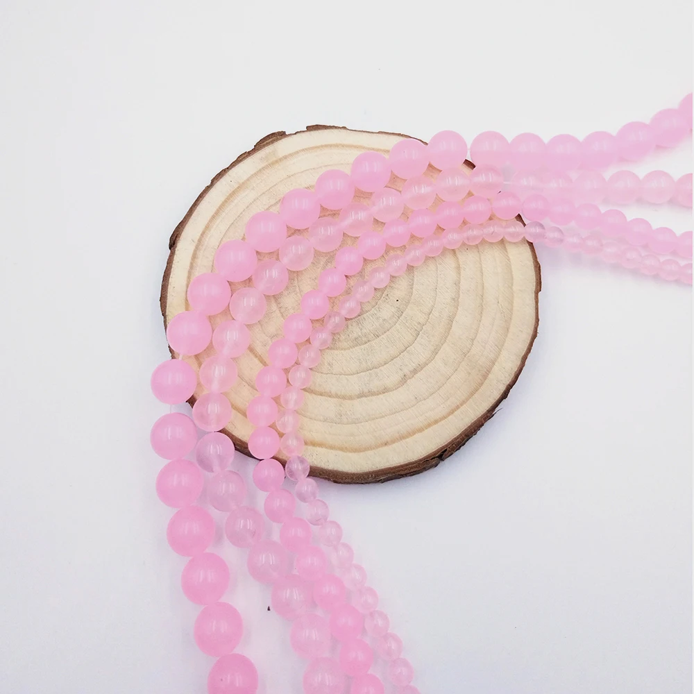 8PCS 6/8/10/12MM Fashion Natural Stone Powder Chalcedony Agate Opal Round Beads Charm Loose Beads DIY Jewelry Pine Beads