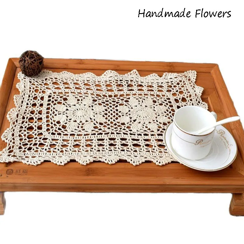 New cotton table place mat pad cloth crochet placemat wedding Handmade Christmas flower kitchen Table decoration and accessories