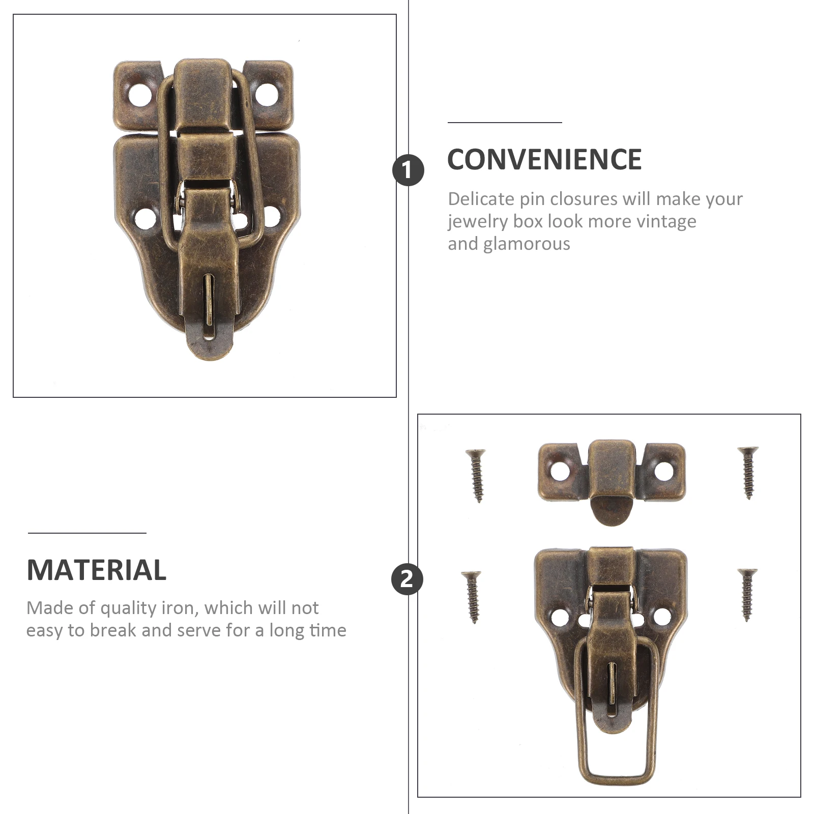 

10 Pcs Wooden Box Lock Brass Cabinet Latches Hinge Toggle Catch Chest Jewelry Hasp Iron