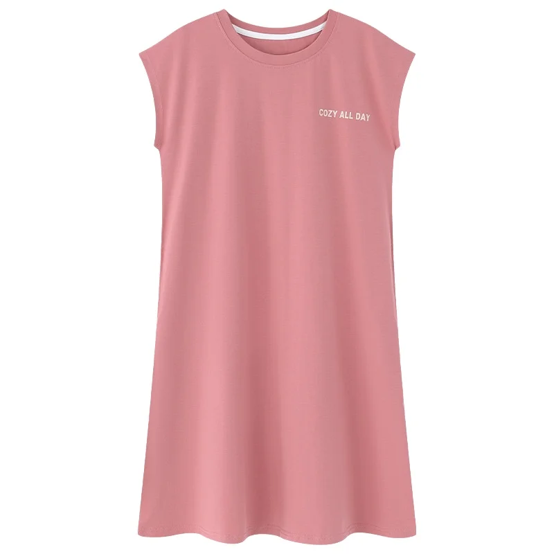 Ultra Soft Modal Sleepwear Vest Sleeveless Women's Summer Casual Midi Dress Comfortable Breathable round Neck Three-quarter S...