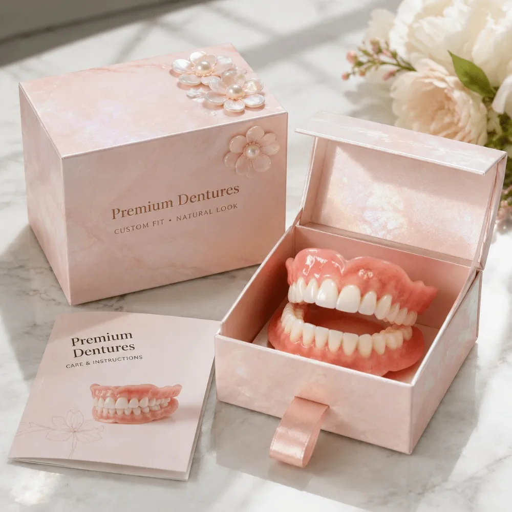 High Definition Artificial Set, Realistic Tooth Arrangement And Natural Gum Color, Breathable Streamlined Design, Anti-Falling Base, Reusable And Easy to Care for, Suitable for Parties, Travel And Daily Scenes