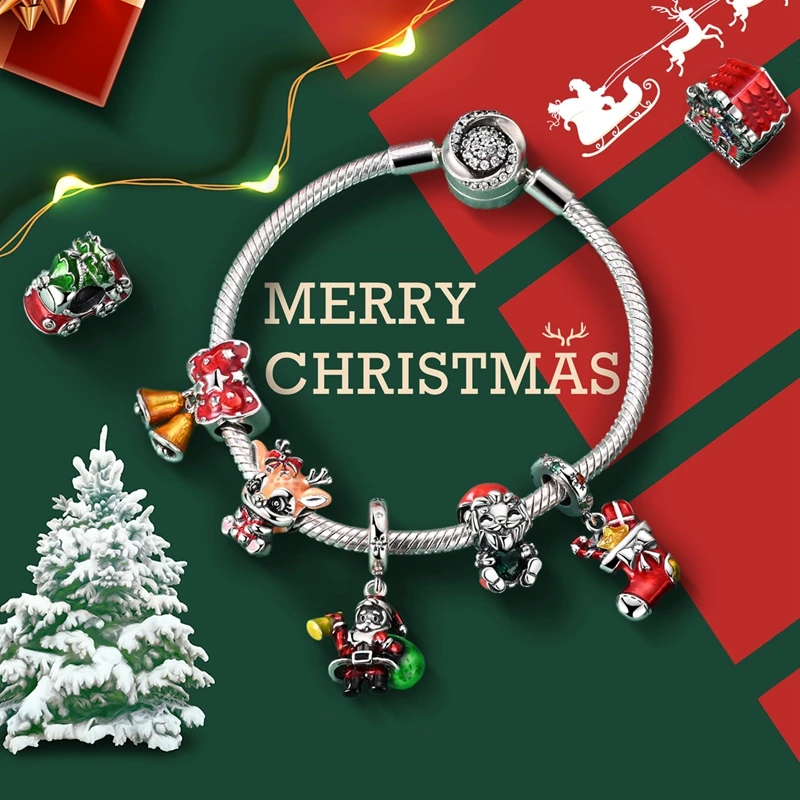 New 925 Sterling Silver Charms Beads Snowman Christmas Halloween Charm Pendent Fit Original Charm Bracelet Women Jewelry Gift