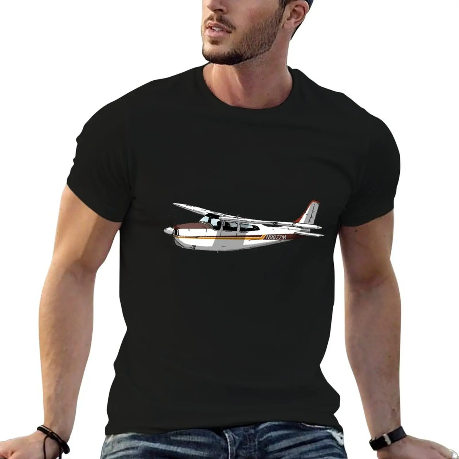 Cessna 210 N9877M T-Shirt Anti-Wrinkle Short Sleeve T-Shirt