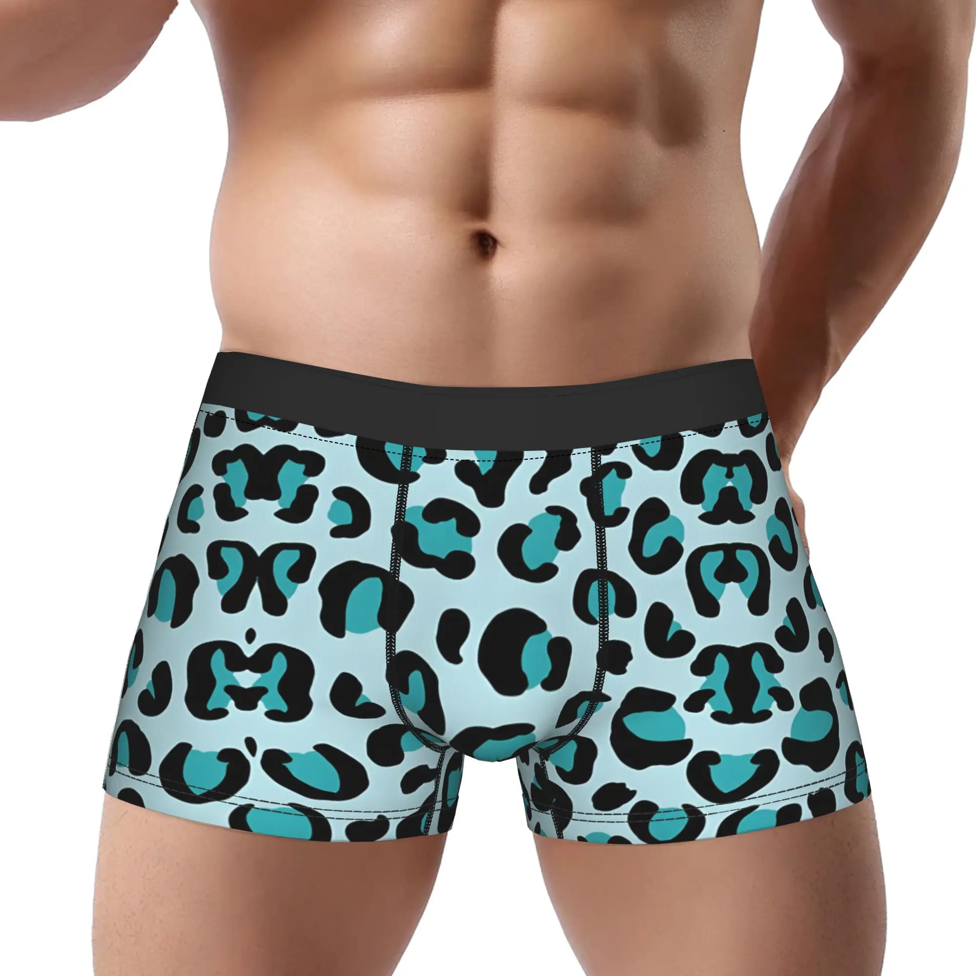 

Leopard Print Teal Pattern Leopard Print Underpants Breathbale Panties Man Underwear Comfortable Shorts Boxer Briefs