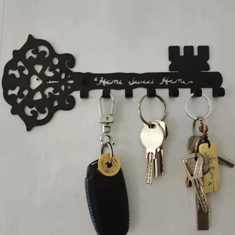 Vintage Key Rack Home Sweet Home Wall Organiser with 7 Hooks Rustic Key Board Hook Home Door Kitchen Hanger Decoration