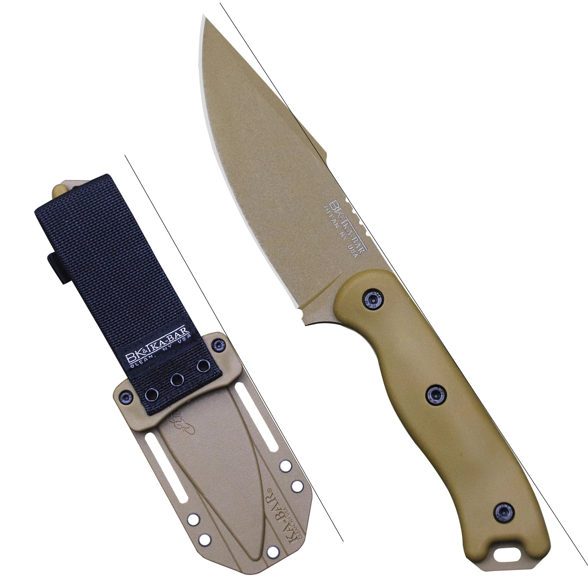 US B-18 Integriertes Outdoor-Jagdmesser aus Kohlenstoffstahl mit G10-Griff, Rettungs-Überlebensmesser, Camping-EDC-Messer